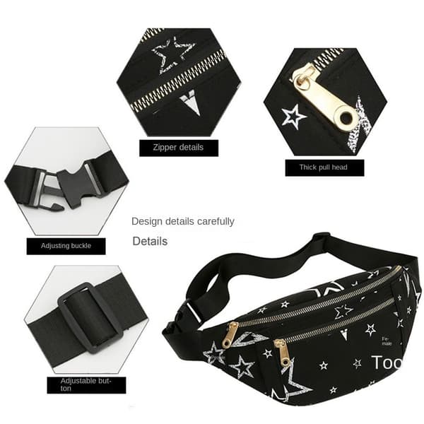 Trykt Liten Brystveske SVART black