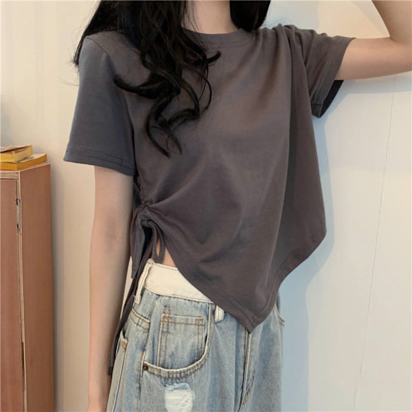 Kiristysnyöri Lyhythihaiset Olkaimet Lyhythihainen T-paita GREY XL Grey XL
