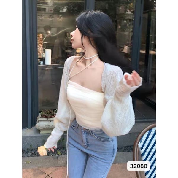 Mesh Sling Tank Top APRIKOS Apricot