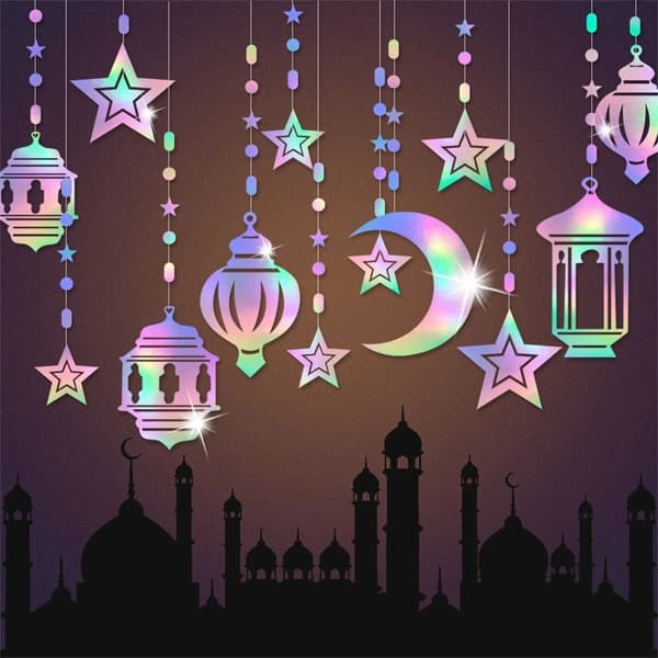 6 stk/pakke Eid al-Fitr fest hengende spiralgirlander Eid Mubarak Blue