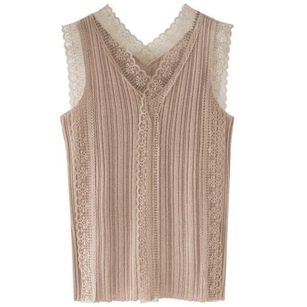 Linneväst Stickade Toppar ROSA Pink
