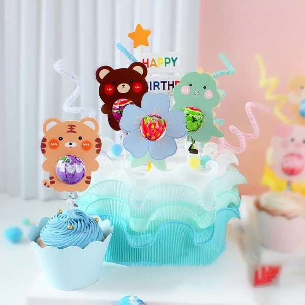 6/8 stk Cupcake Topper DIY pakkekort 8 STK DYR 8 STK 8PCS Animals