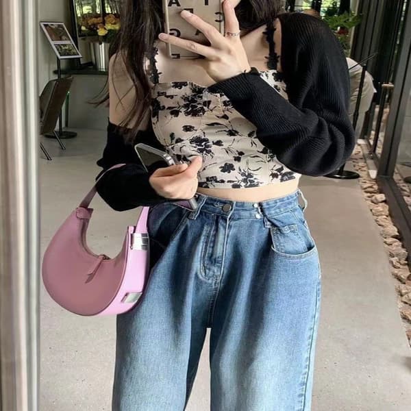 Crop tops med print tanktoppe SORT black
