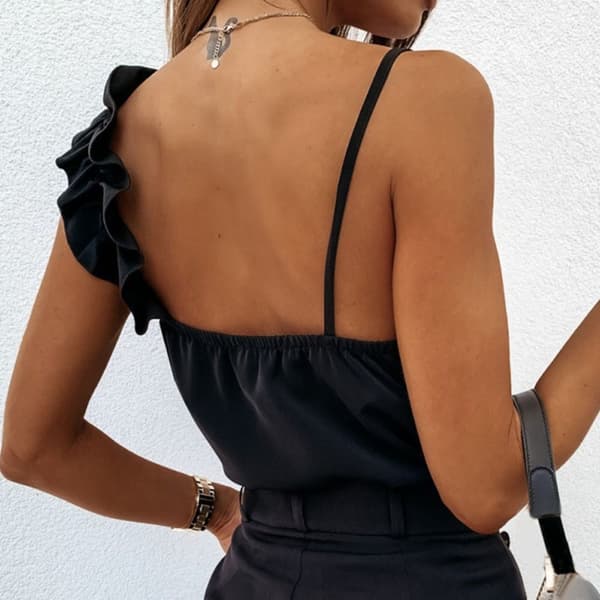 Dame Camisole Flæsebluser SORT M M Black M-M