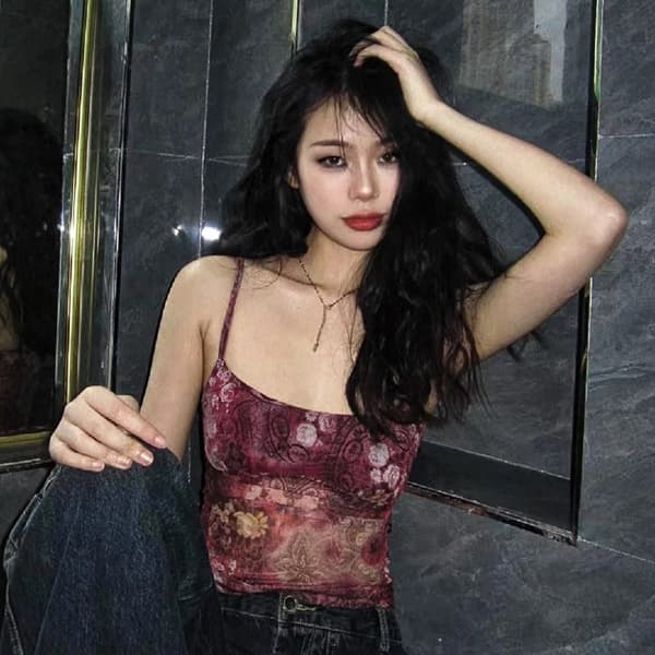 Retro trykt mesh-vest M M