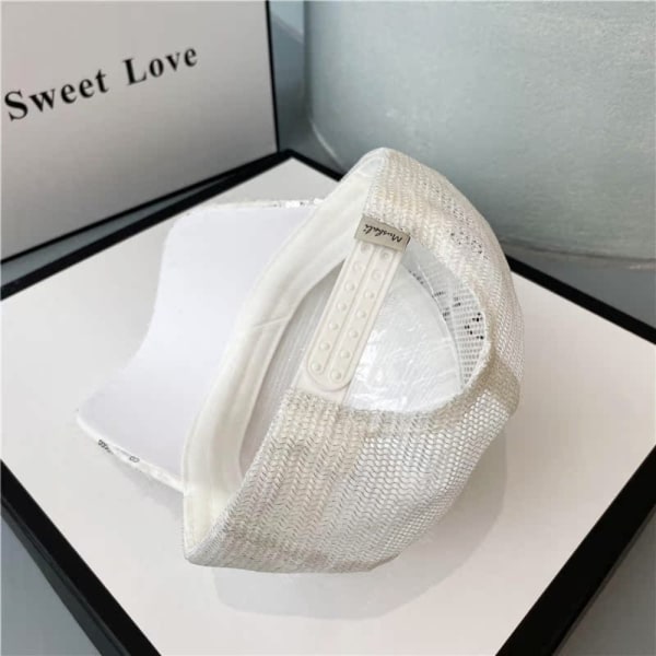 Mesh Pailletter Baseball Cap Mode Kvinder Åndbar Kasketter HVID white
