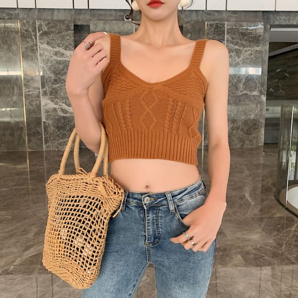 Neulottu toppitoppi MUSTA Black