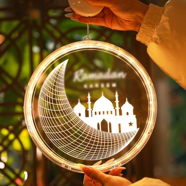 Eid Mubarak Moon Star Light Dekor LED sugkoppsljus C