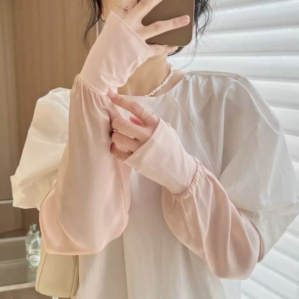 Sommar Lång Handske Tunn Lång Handske ROSA pink