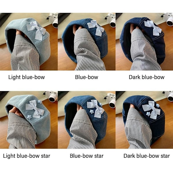 Denim Baskermössa Målarmössa MÖRKBLÅ ROSETT dark blue bow-bow