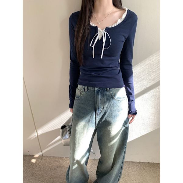 Linne Crop Top NAVY M Navy M