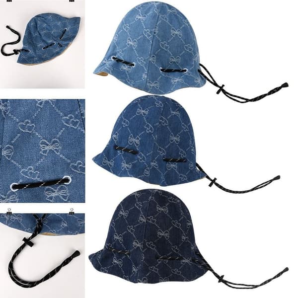 Spandhat med snøre, japansk solhat, LYSEBLÅ light blue