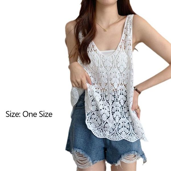 Ärmlöst linne stickad camisole APRICOT apricot