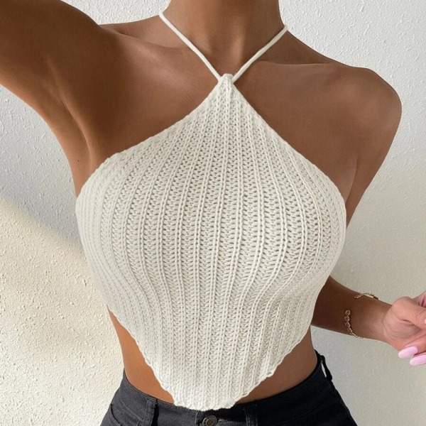 Tank Top Halter Crop Top HVID L White L