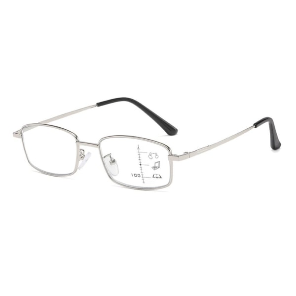 Anti-Blue Light lukulasit Neliömäiset silmälasit SILVER Silver Strength 200