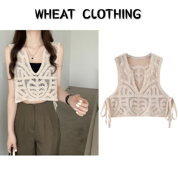 Hul ærmeløs Suspender Sweet Crochet Vest SORT 1 1 black 1-1