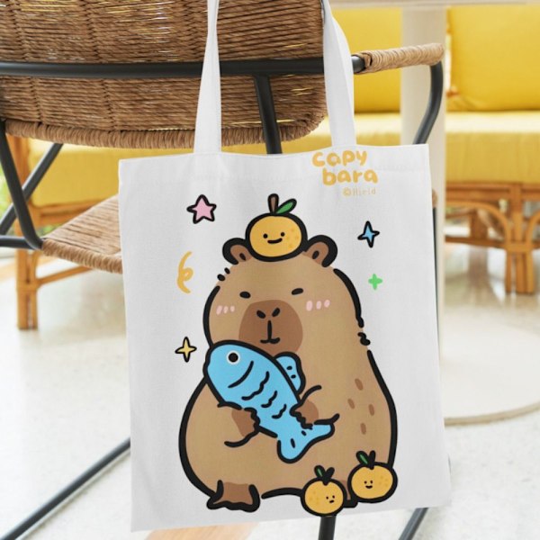 Canvasväska Tecknad Capybara Tote 4 4 4