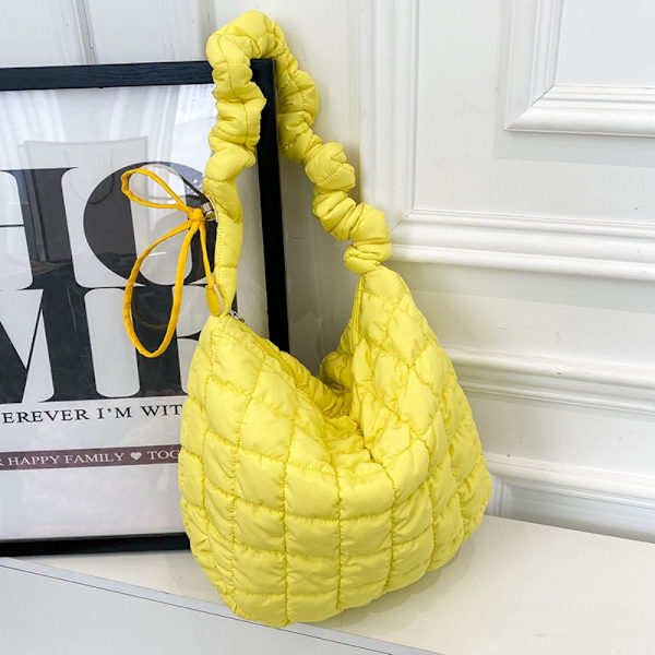 Quiltet mulepose til kvinder puffer mulepose GUL Yellow