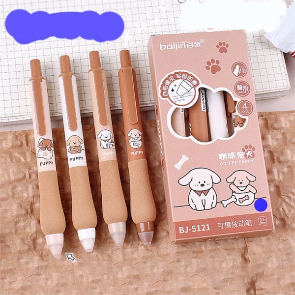 4 STK/Eske Erasable Pen Gel Pen 03-SORT BLEKK 03-SORT BLEKK 03-Black Ink