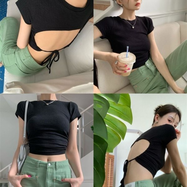 Høy midje snøring Design Topp Uregelmessig bluse GRÅ L Grey L