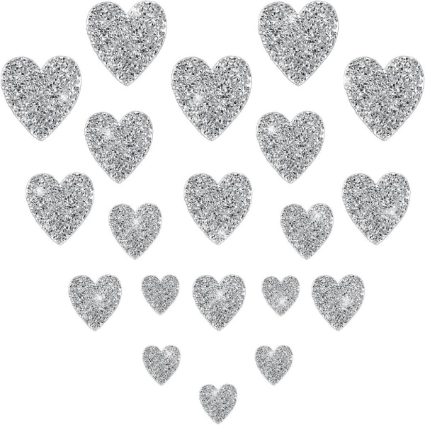 20 stycken Glitter Heart Shape Stryk på lappar Love Heart Sy på