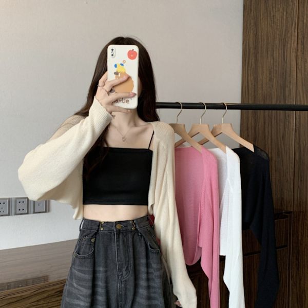 Stickad Cardigan Is Sidensjal APRIKOS Apricot