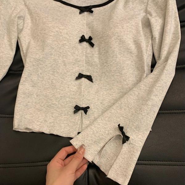 Bow Cropped Top Långärmad T-shirt L L
