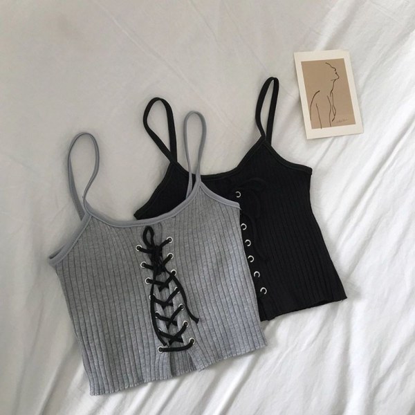 Crop Top Strikket Camis SORT black