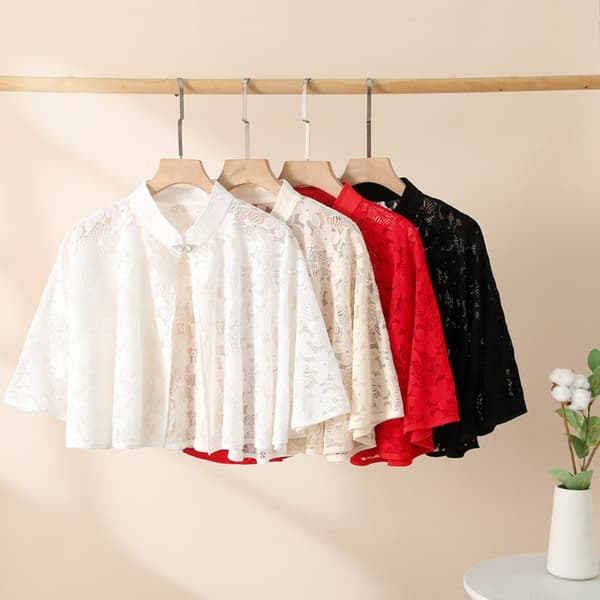 Rose Jacquard Polyester Sjal Solbeskyttelse Skjerf RØD Red
