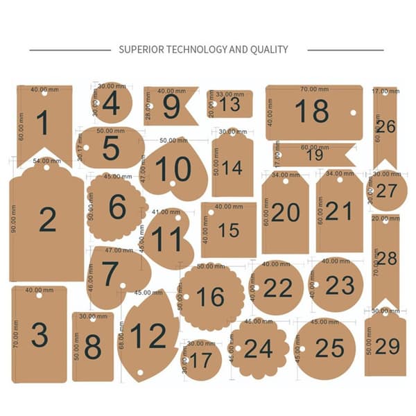 29PCS Tackkort Guldstämpling Hänglapp VIT white