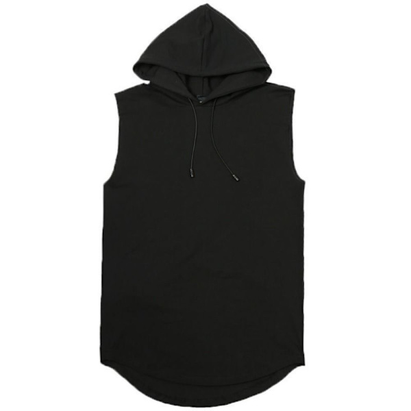Menn Gym Ermeløs Hettegenser Fitness Hettegenser SORT XL black XL