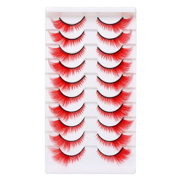10 Par Färgade Fransar Cat Eye Ögonfransar GUL Yellow