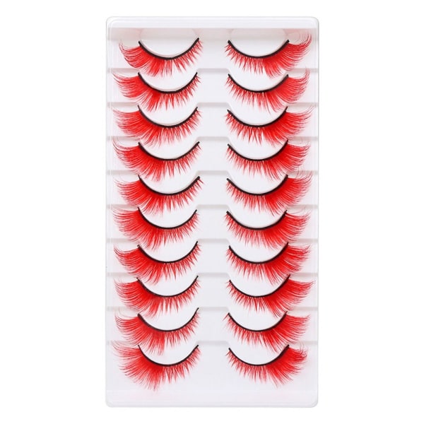 10 par farvede vipper Cat Eye eyelashes PINK Pink