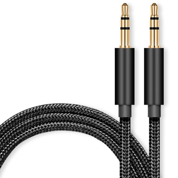 AUX-kabel, flätad, svart, 1,5 m Black 1.5m-1.5m