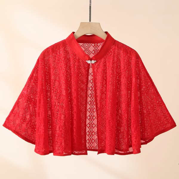 Rose Jacquard Polyester Sjal med Solbeskyttelse, Sort Black