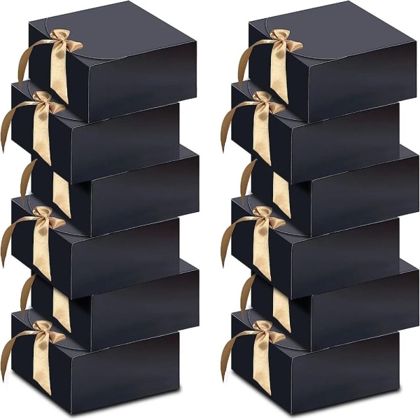 10 stk Ramadan Gaveæsker Sløjfe Fest Gaveæske SORT 20CM*20CM*8CM black 20cm*20cm*8cm