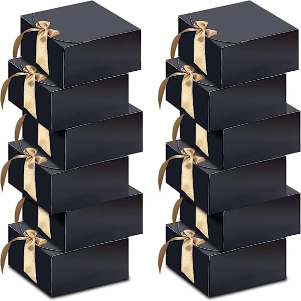 10 stk Ramadan Gaveæsker Sløjfe Fest Gaveæske SORT 28CM*20CM*8CM black 28cm*20cm*8cm