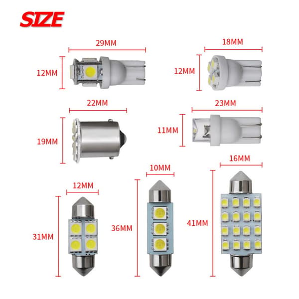 14 stk. Bil Indvendig Lys Nummerplade Lampe Indvendig Pære Sæt