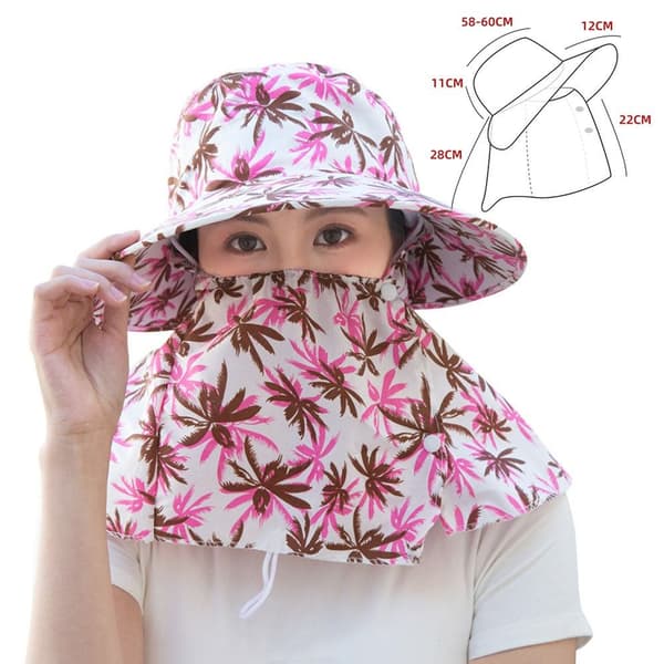Solhat med ansigts- og halsbeskyttelse, PINK Pink