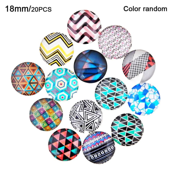 20 stk trykt glass cabochons virvelglass cabochons 18MMCOLOR 18mmcolor random