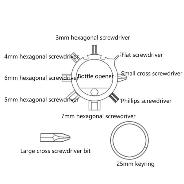 Maskinvare nøkkelring Snowflake Multi Tool SET SET SET