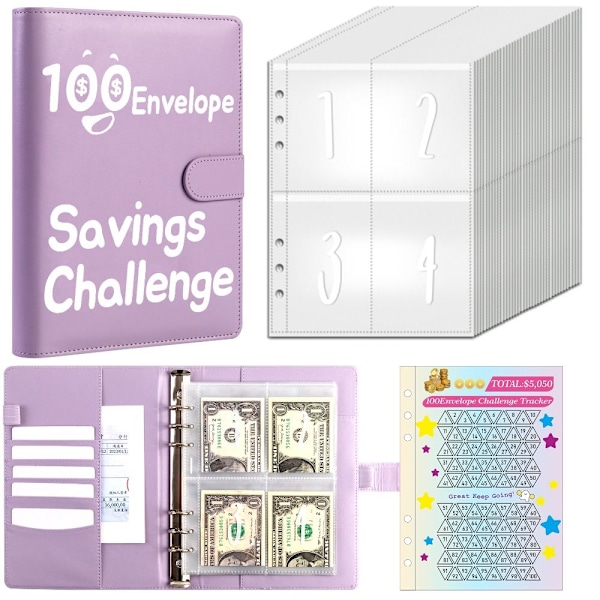 100 Days Savings Challenge 100 Envelope Challenge Pärm BLÅ Blue