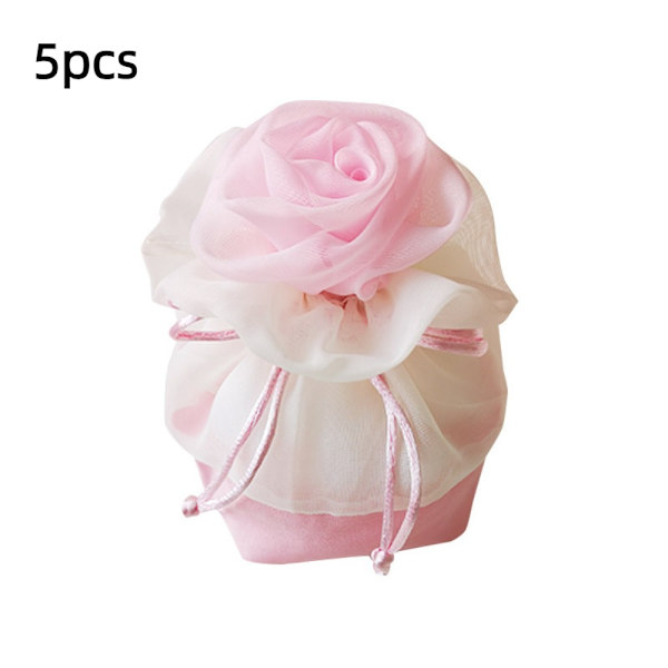 5 kpl kukkalahjapussi Kiristysnyöripussit PINK pink