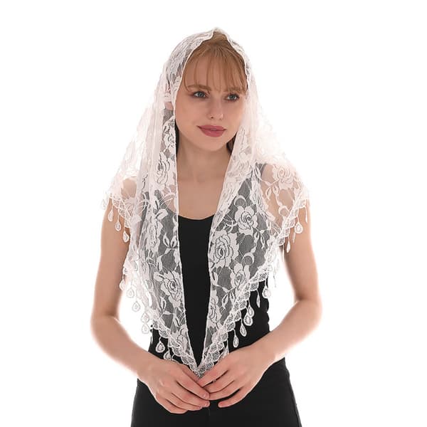 Trekantet Slør Skjerf Jacquard Rose Sjal 2 2 2