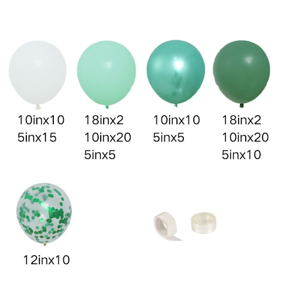 Gröna ballonger Garland Arch Kit Gröna konfettiballonger
