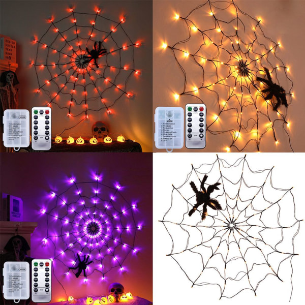 Halloween dekorasjon LED Spider Web ORANSJE orange