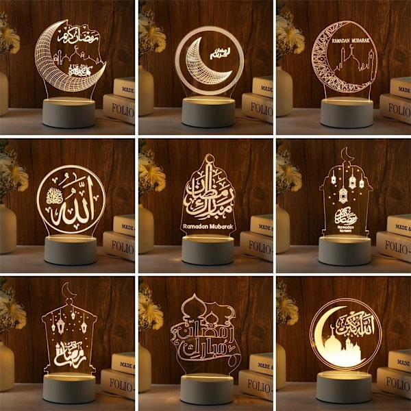 Eid Mubarak Nattlys Ramadan Kareem Dekor Lantern STIL