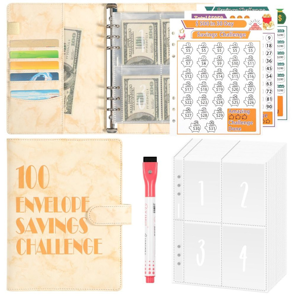100 Days Savings Challenge Saving Challenge Binder GUL Yellow