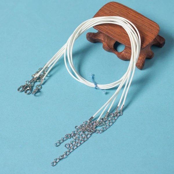 50st Halsband String Rep Läder Vaxad Cord Chain VIT White