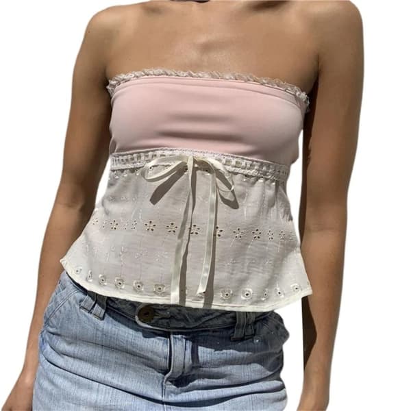 Off Shoulder Top Strapless T-shirt SORT S Black S